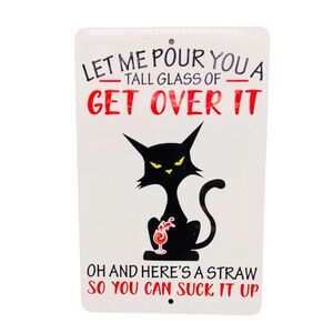 Funny Tin Sign Grumpy Cat Humor Bar Decor Wall Art Wine Wino Man Cave Girlfriend